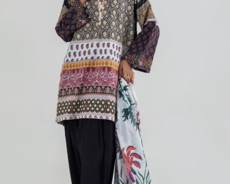 Stitched Multi Printed Shirt + Dupatta