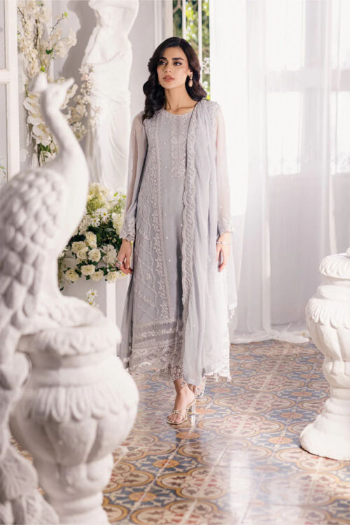 Azure Grey Formal Chiffon J-24