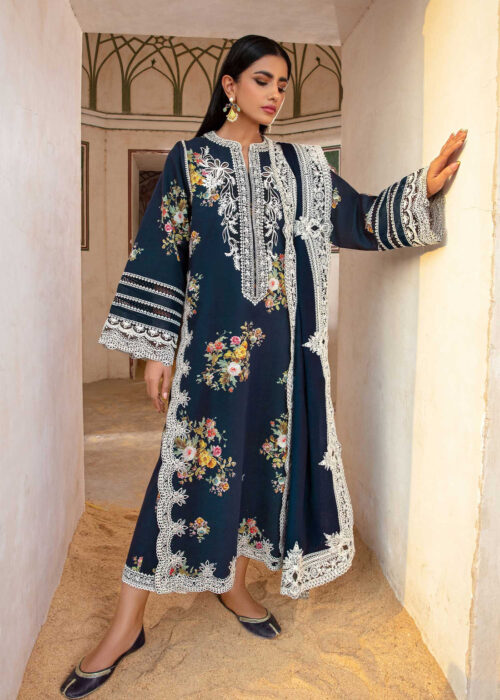 Crimson Blue Printed Lawn-24
