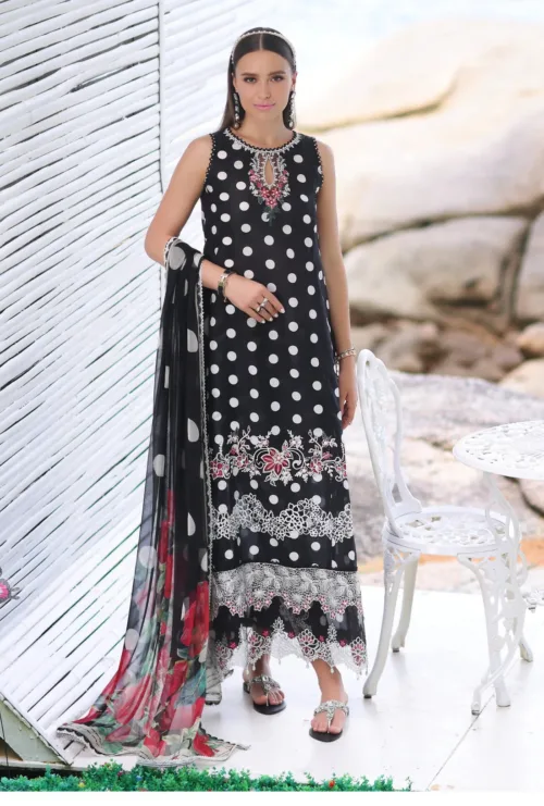 Noor By Sadia Black Printed Lawn F-24