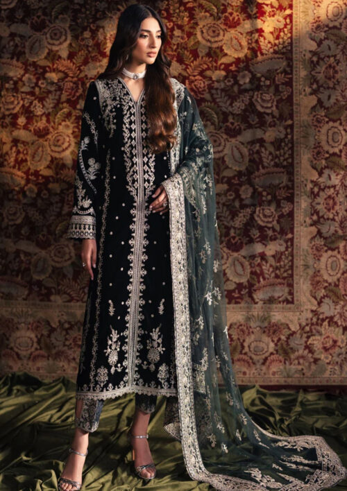 Qalamkar Green Velvet HJ-24