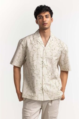 beige printed casual shirt mn cs ss24 025 5