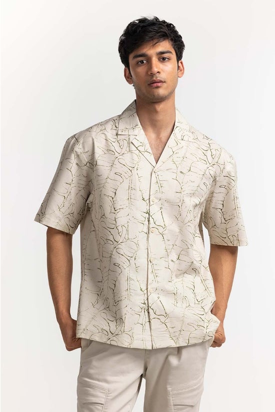 beige printed casual shirt mn cs ss24 025 5