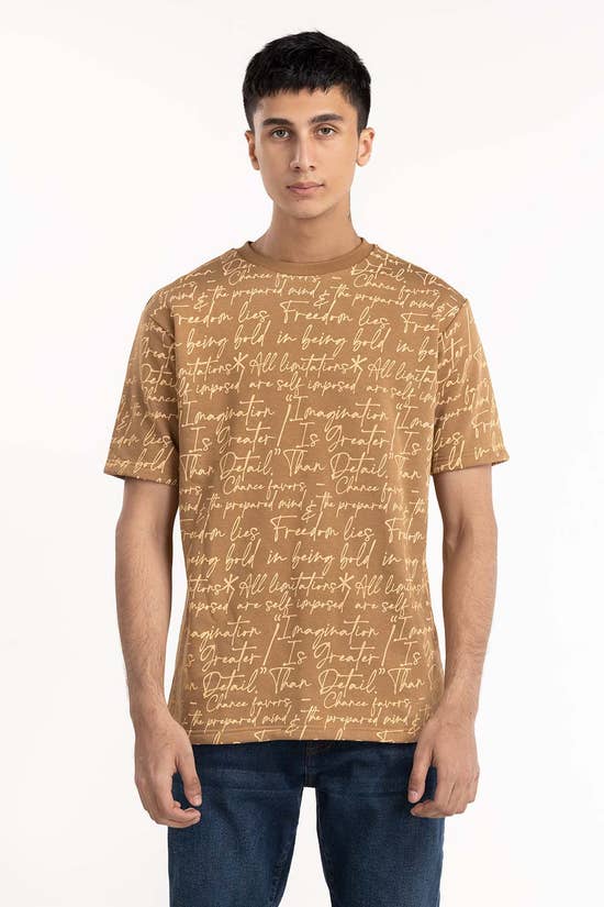 brown typo t shirt 224 113 036 1