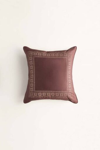 dark brownt 400 embroidery square cushion cover 1