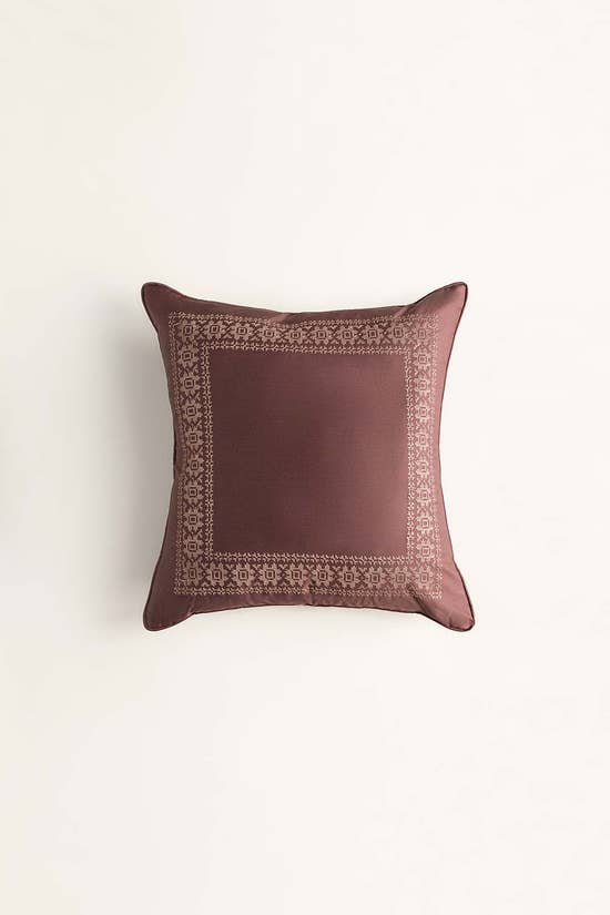 dark brownt 400 embroidery square cushion cover 1