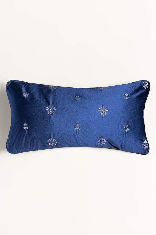 essential navy velvet embroidered deck cushion cover 1