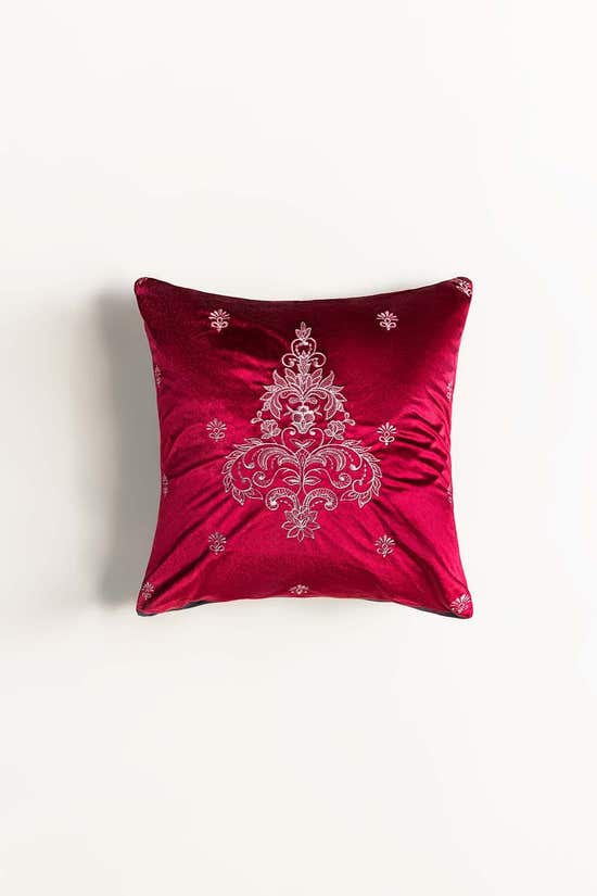 essential velvet embroidered cushion cover 1