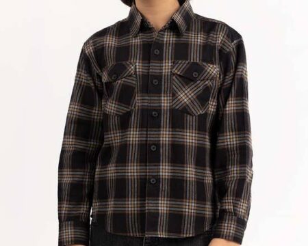 Junior Boy Black Silver Checkered Casual Shirt 224-317-011