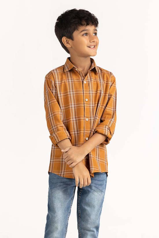 junior boy brown checkered casual shirt tb cs ss23 011 5