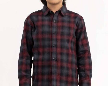 Junior Boy Red And Black Casual Shirt 224-317-015