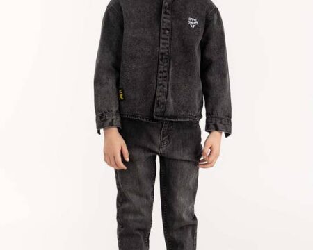 Junior Boy Charcoal Overshirt With Removable Hood 224-317-003