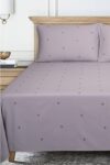 Lavender Dyed Embroidered T-150 Bed Sheet Set