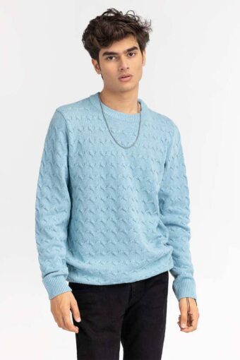 light blue textured crew neck sweater swt ffscn22 224 4
