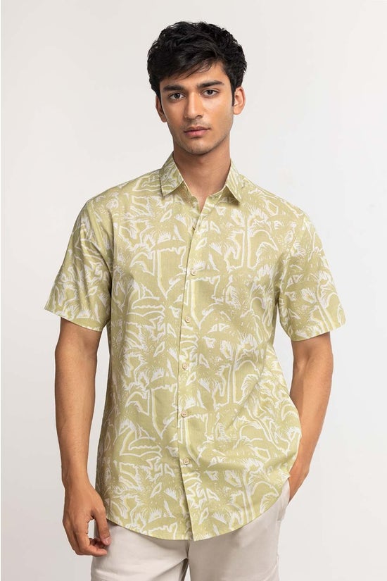 light green printed casual shirt mn cs ss24 030 4