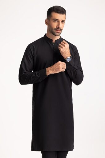 men ethnic suits color black blended band collar regular fit sk p24 143 half front