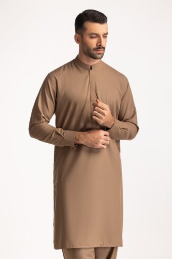 men ethnic suits color brown blended band collar regular fit sk psd24 018 half front