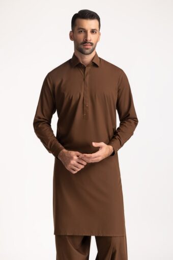 men ethnic suits color brown blended shirt collar regular fit sk s24 137 half front