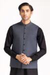 men-styling-waist-coat-dark-grey-blended-band-collar-regular-fit-ideas-man-wc-pd24-042-half-front
