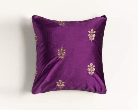 Mughal Floral Velvet Embroidered Cushion Cover