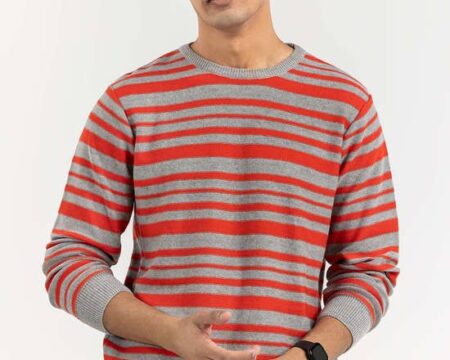 Multi Color Striped Crew Neck Sweater SWT-FFSCN22-129