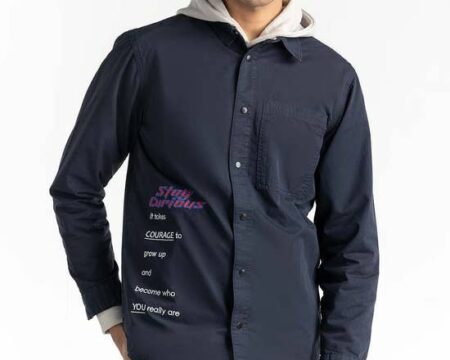 Navy Non-Denim Overshirt 224-117-012