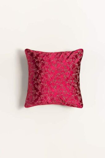 rose velvet embroidered cushion cover 1