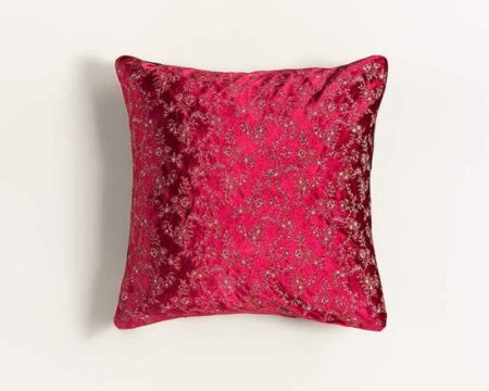 Rose Velvet Embroidered Cushion Cover