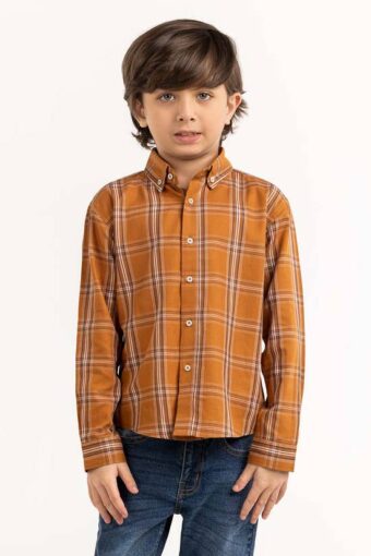 toddler boy brown checkered casual shirt tb cs ss23 011 3
