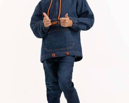 Toddler Boy Dark Blue Denim Jacket With Hood 224-310-051