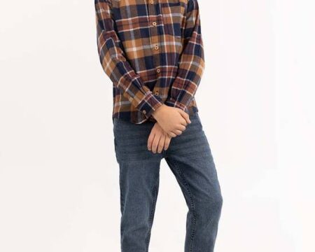 Toddler Boy Navy Brown Casual Shirt 224-317-012