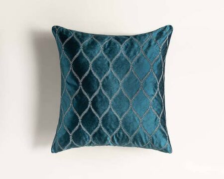 Trellis Velvet Embroidered Cushion Cover