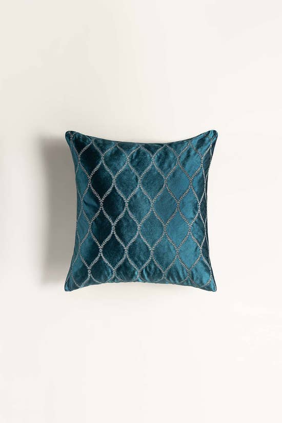 trellis velvet embroidered cushion cover 1