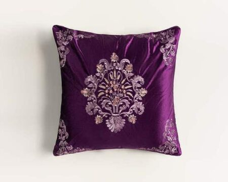 Vase Velvet Embroidered Cushion Cover