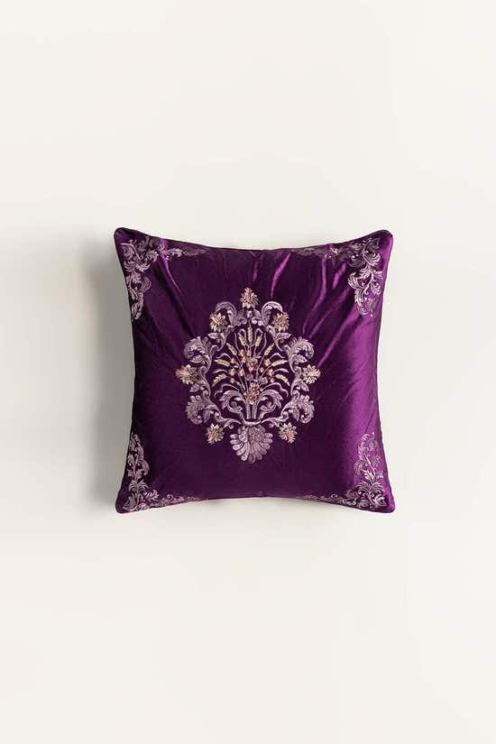vase velvet embroidered cushion cover 1