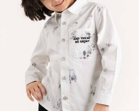 Junior Boy White Button Down Shirt 224-317-007
