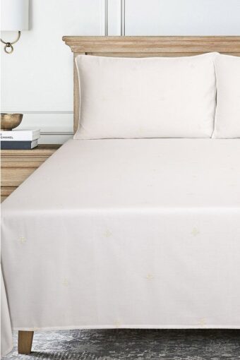 white dyed embroidered t 150 bed sheet set 1