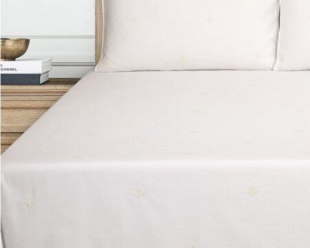 White Dyed Embroidered T-150 Bed Sheet Set