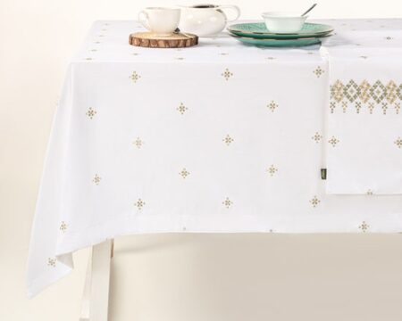 Green Cross Stitch Embroidered Table Cover