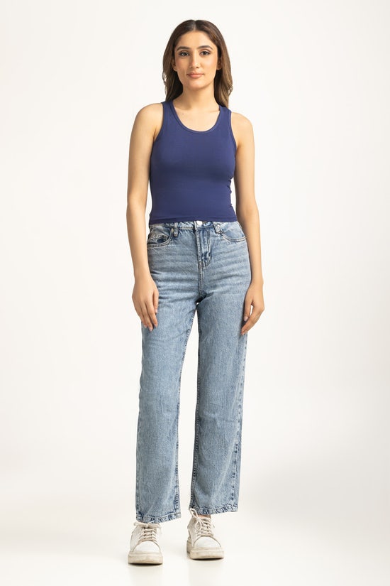 salt women top color blue blended regular fit plain wm ktp ws24 024 front