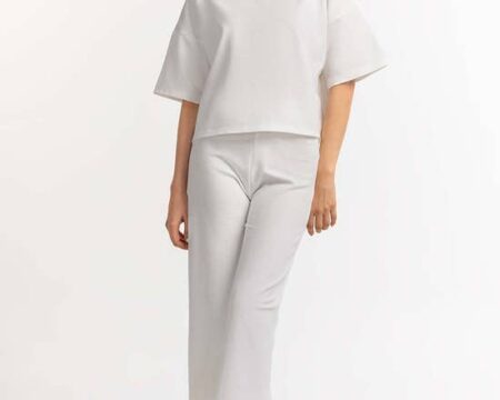 Textured Crew Neck White Shirt WM-KTP-SS24-105