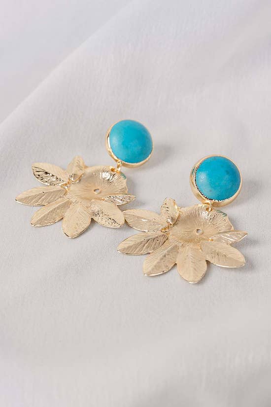 turquoise flower drop earrings ifa er 038 1