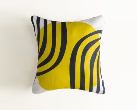 Yellow Oval Digital Printed Cushion Cover