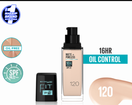 Maybelline Ny New Fit Me Matte + Poreless Liquid Foundation Spf 22 - 120 Classic Ivory 30Ml - For Normal To Oily Skin