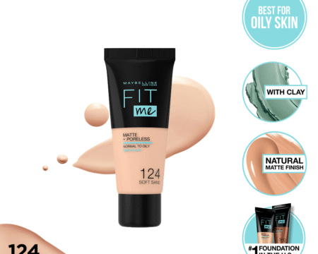 Maybelline Fit Me Matte & Poreless Foundation 124 Soft Sand (Tube) 30Ml