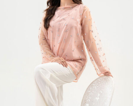 Embroidered Net Top