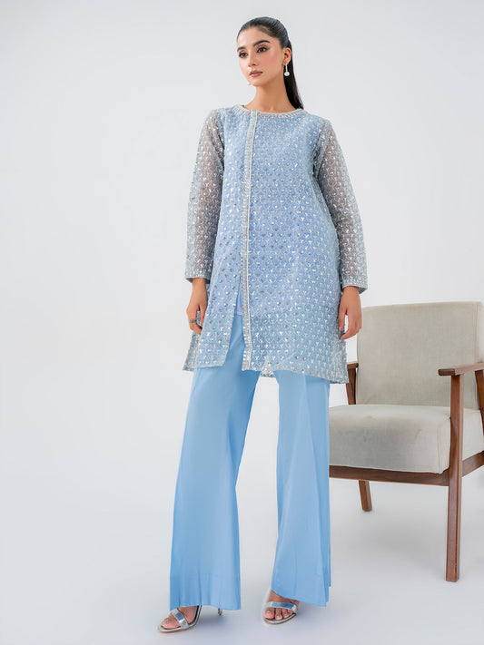 P9184 3 2PieceOrganzaSuit Embroidered Pret