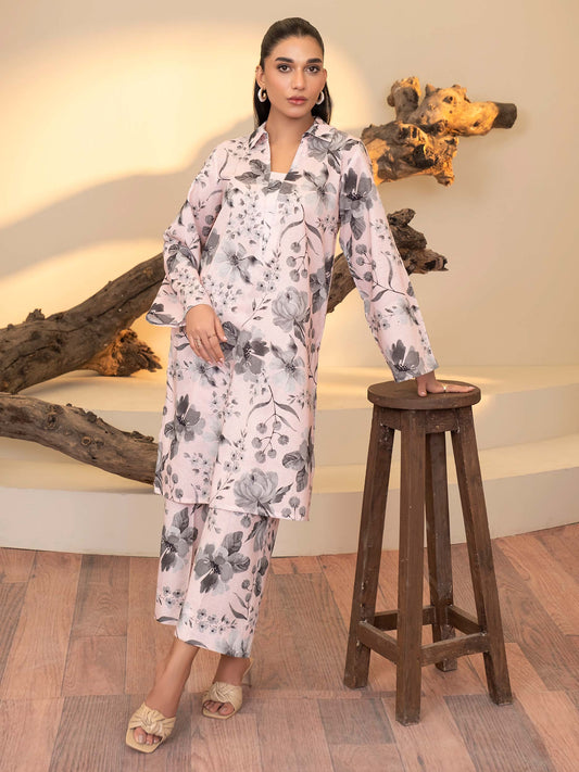 U3705PINK 6 2PieceKhaddarSuit Printed Unstitched
