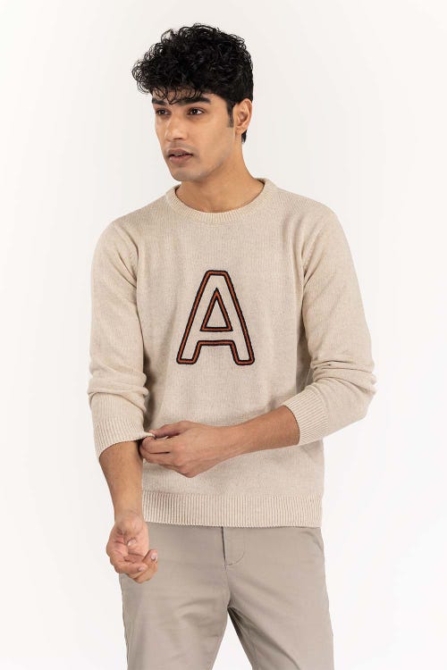 beige crew neck sweater with embroidery swt ffscn22 219 5