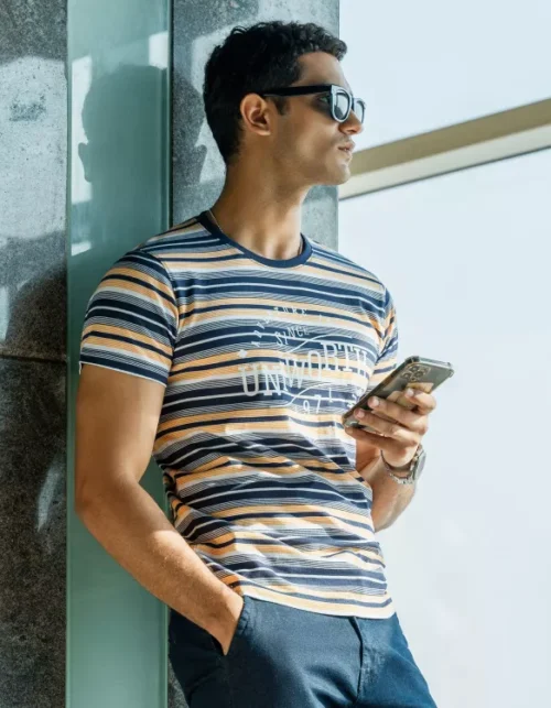 Navy Stripe Crew Neck T-Shirt